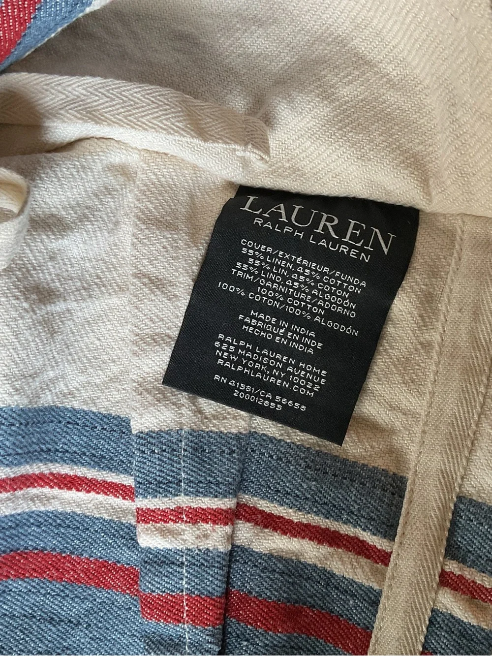 2 x Lauren Ralph Lauren KELSEY STRIPE Linen Cotton Euro Shams